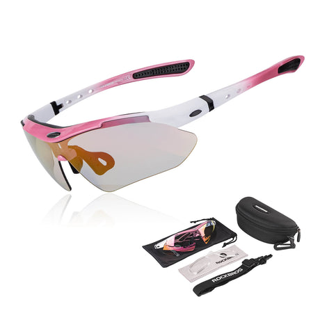 ROCKBROS Okulary Rowerowe Fotochromowe UV400 Unisex Różowy/Niebieski/Przezroczysty-Różowy