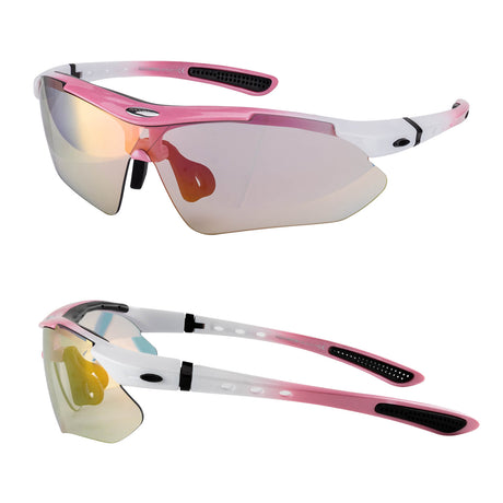 ROCKBROS Okulary Rowerowe Fotochromowe UV400 Unisex Różowy/Niebieski/Przezroczysty-Różowy