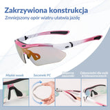 ROCKBROS Okulary Rowerowe Fotochromowe UV400 Unisex Różowy/Niebieski/Przezroczysty-Różowy
