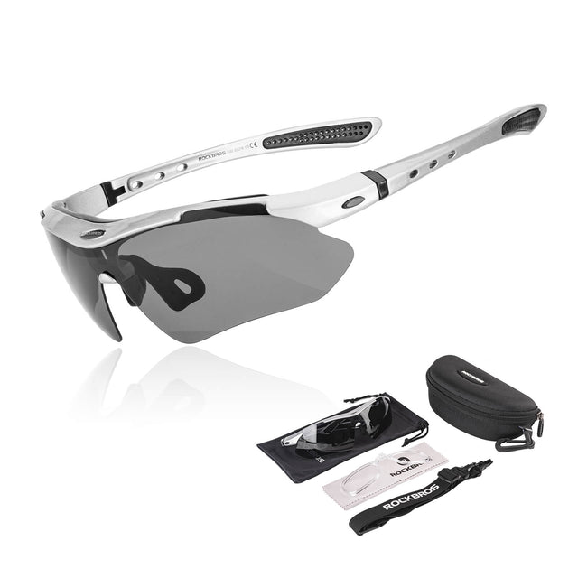 ROCKBROS Okulary Rowerowe Fotochromowe lub Polaryzacyjne UV400 Unisex Srebrny