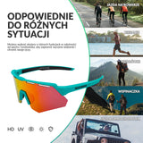 ROCKBROS Polaryzacyjne Okulary Rowerowe z 4 Wymiennymi Soczewkami Unisex-Zielen