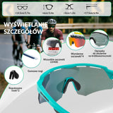 ROCKBROS Polaryzacyjne Okulary Rowerowe z 4 Wymiennymi Soczewkami Unisex-Zielen