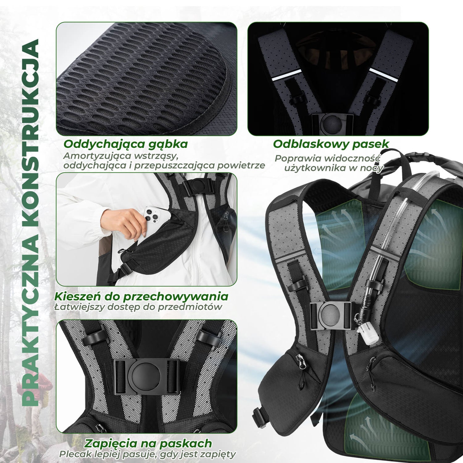 ROCKBROS Plecak Wodoodporny Split 2 w 1 Jazda na Rowerze i Trekking- H38 Plecaki