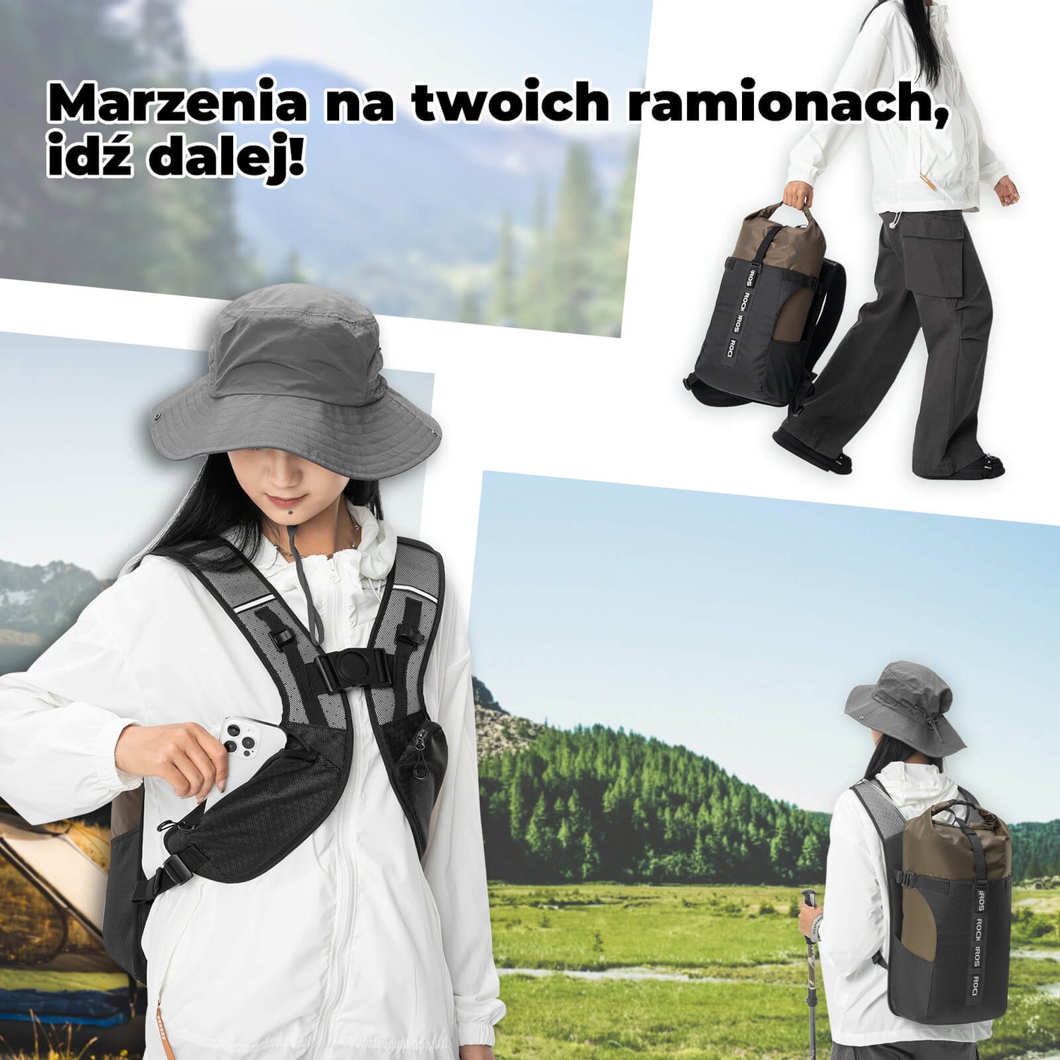 ROCKBROS Plecak Wodoodporny Split 2 w 1 Jazda na Rowerze i Trekking- H38 Plecaki