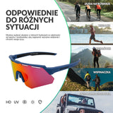 ROCKBROS Polaryzacyjne Okulary Rowerowe z 4 Wymiennymi Soczewkami Unisex-Navy