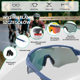 ROCKBROS Polaryzacyjne Okulary Rowerowe z 4 Wymiennymi Soczewkami Unisex-Navy