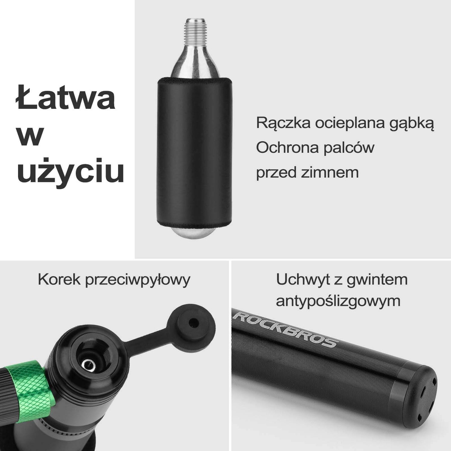 ROCKBROS Pompka Rowerowa Aluminiowa Ręczna 110PSI Zawory Presta i Schradera Pompki rowerowe