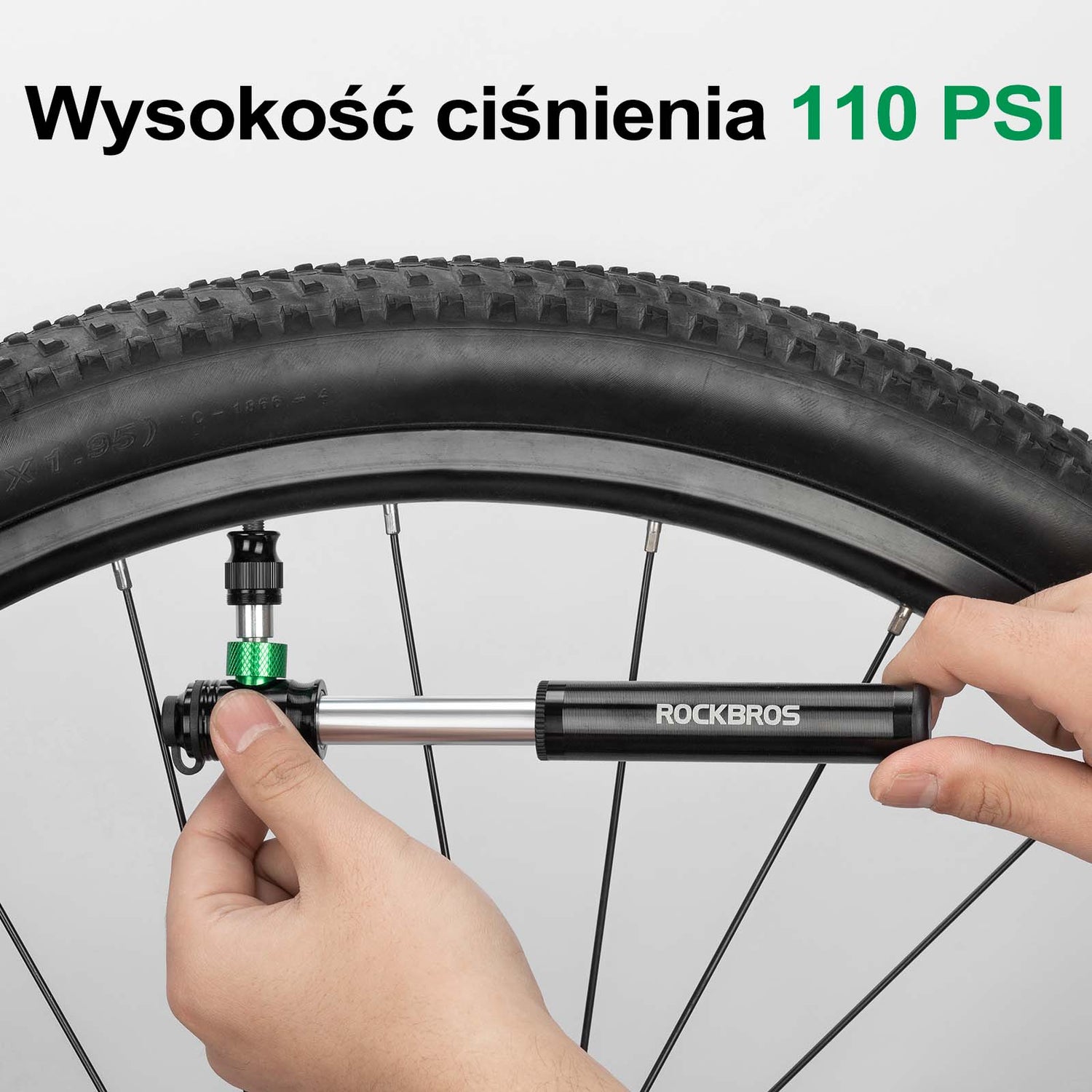 ROCKBROS Pompka Rowerowa Aluminiowa Ręczna 110PSI Zawory Presta i Schradera Pompki rowerowe