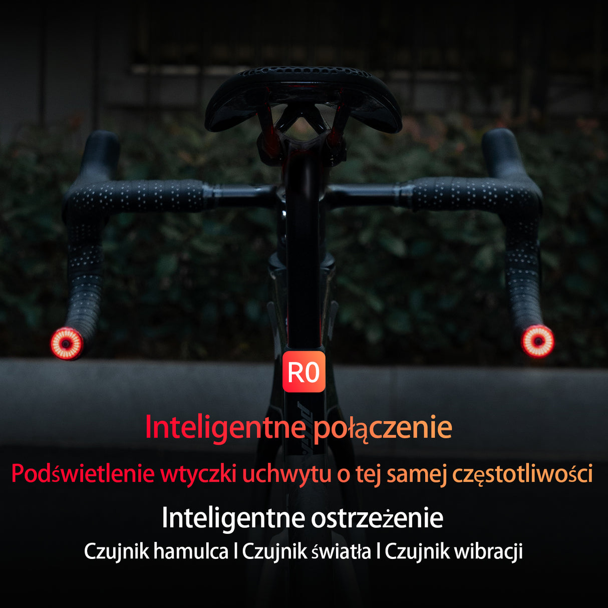  ROCKBROS R0 Inteligentne światło tylne z czujnikiem hamulców i uchwytem w formie zaślpeki kierownicy, wodoodporna, automatyczna synchronizacja
