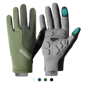 ROCKBROS Rękawiczki Rowerowe Pełne Palce Dotykowe Oddychające Unisex Lato RękawiczkiOliwkowoszary M