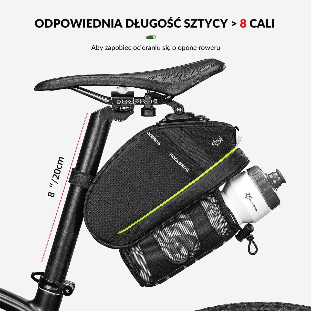 ROCKBROS Torba Podsiodłowa Rowerowa z Uchwytem na Butelkę Wodoodporna 1.5L