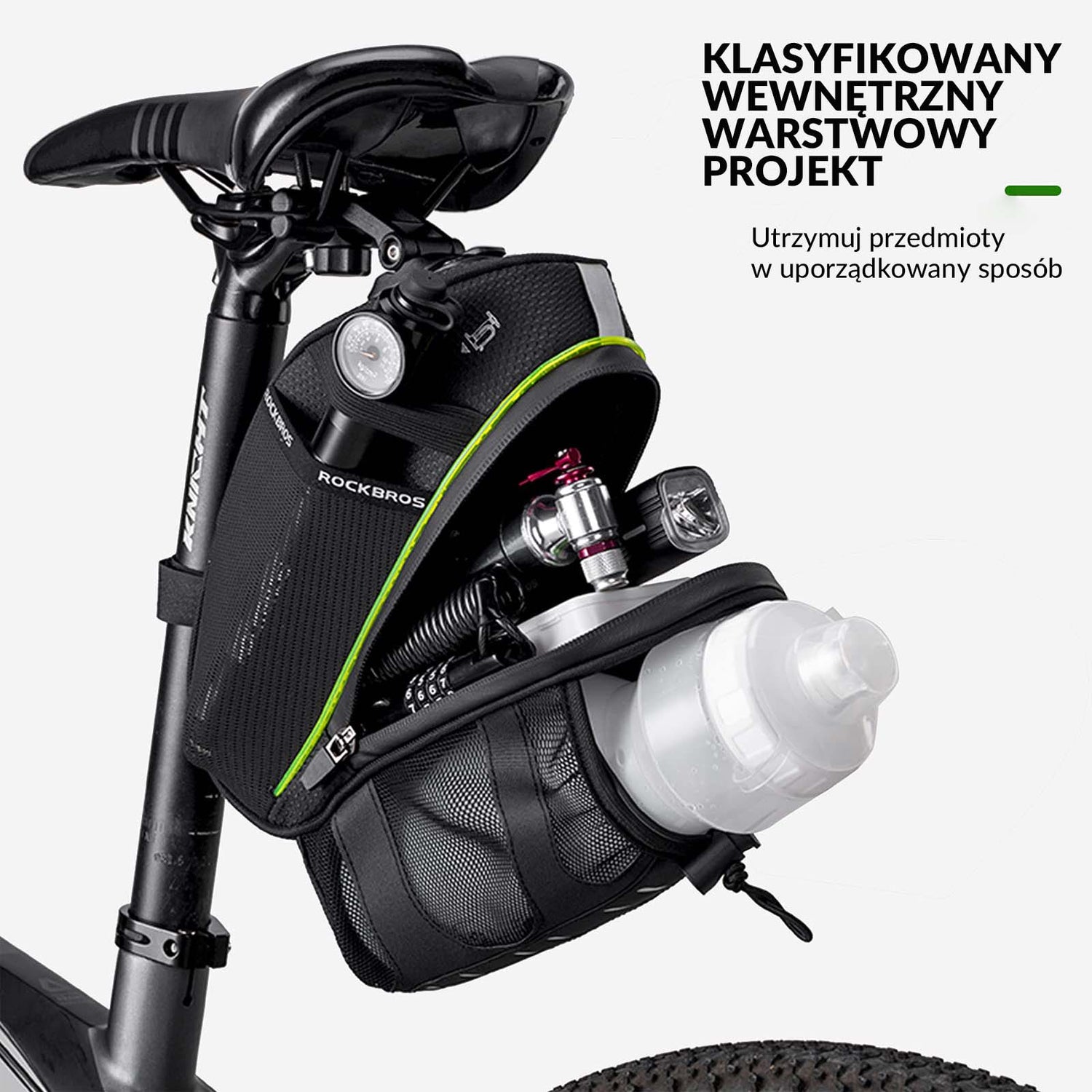 ROCKBROS Torba Podsiodłowa Rowerowa z Uchwytem na Butelkę Wodoodporna Torby podsiodłowe