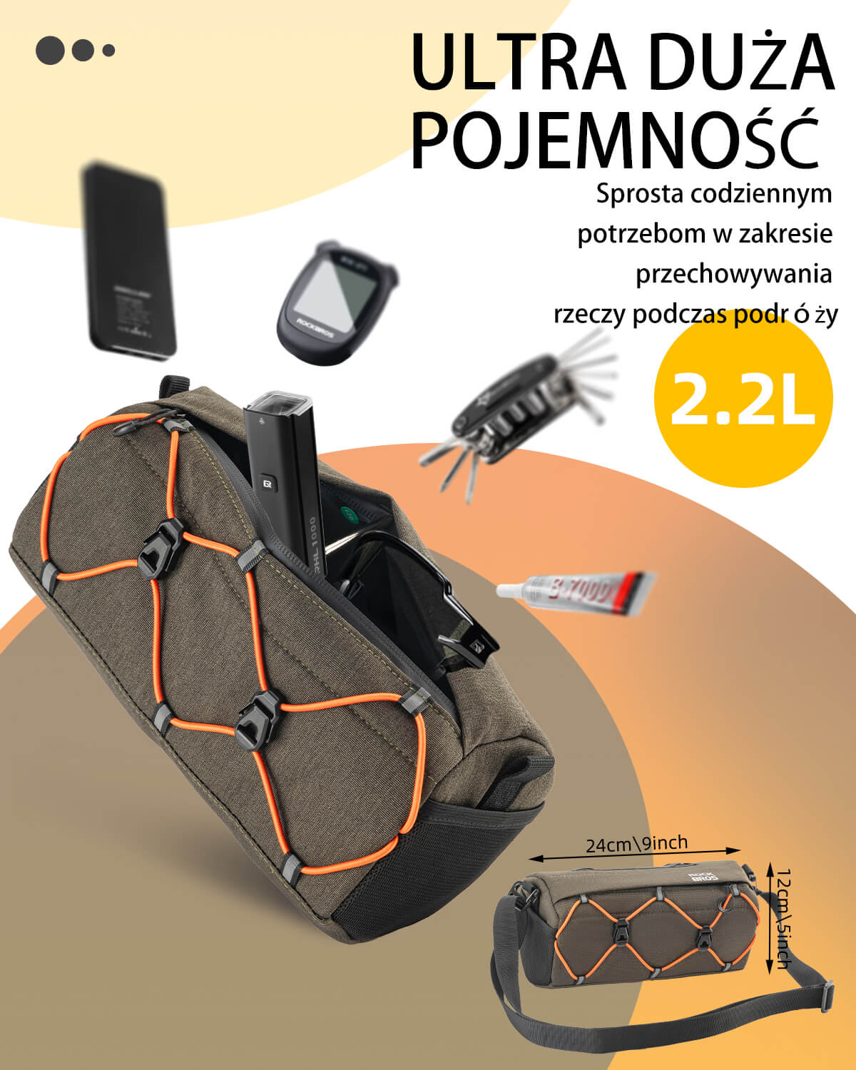 ROCKBROS Torba Rowerowa na Kierownicę i Ramię