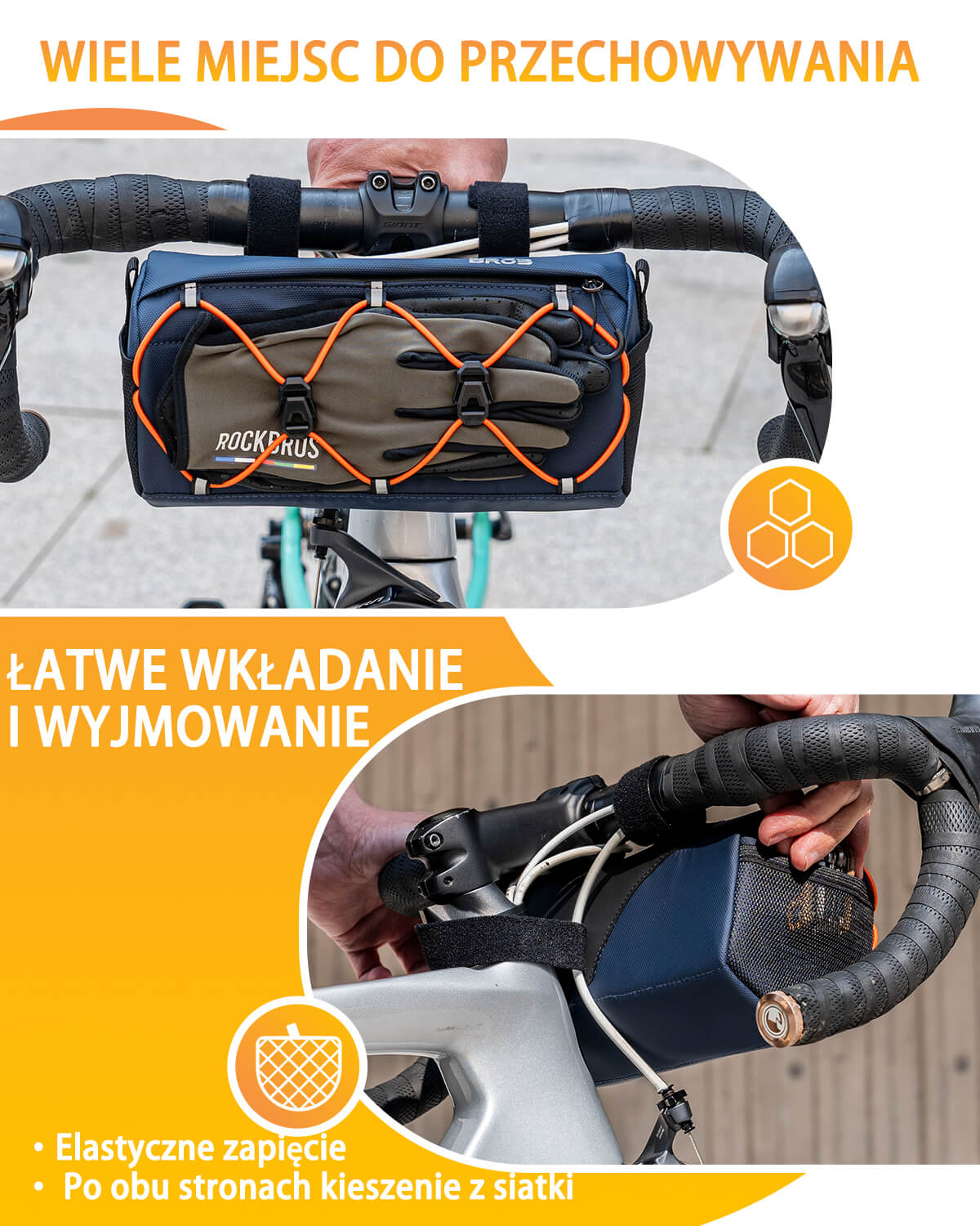 ROCKBROS Torba rowerowa Przednia Sześciokątna -W012 Torby na kierownicę