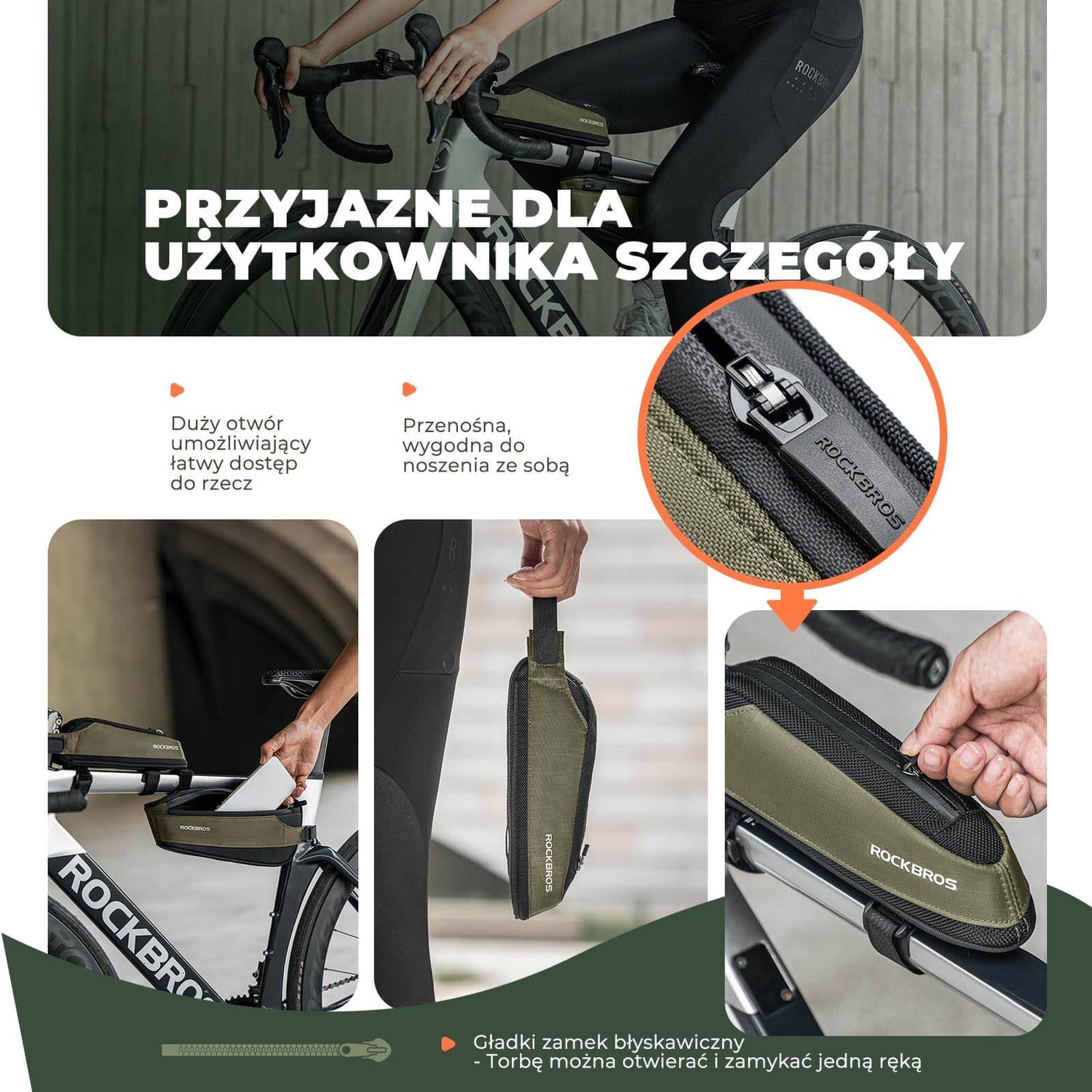 ROCKBROS Torba Rowerowa na Ramę Torby pod ramę Odblaskowa 0.65/1.4L Torby na ramę