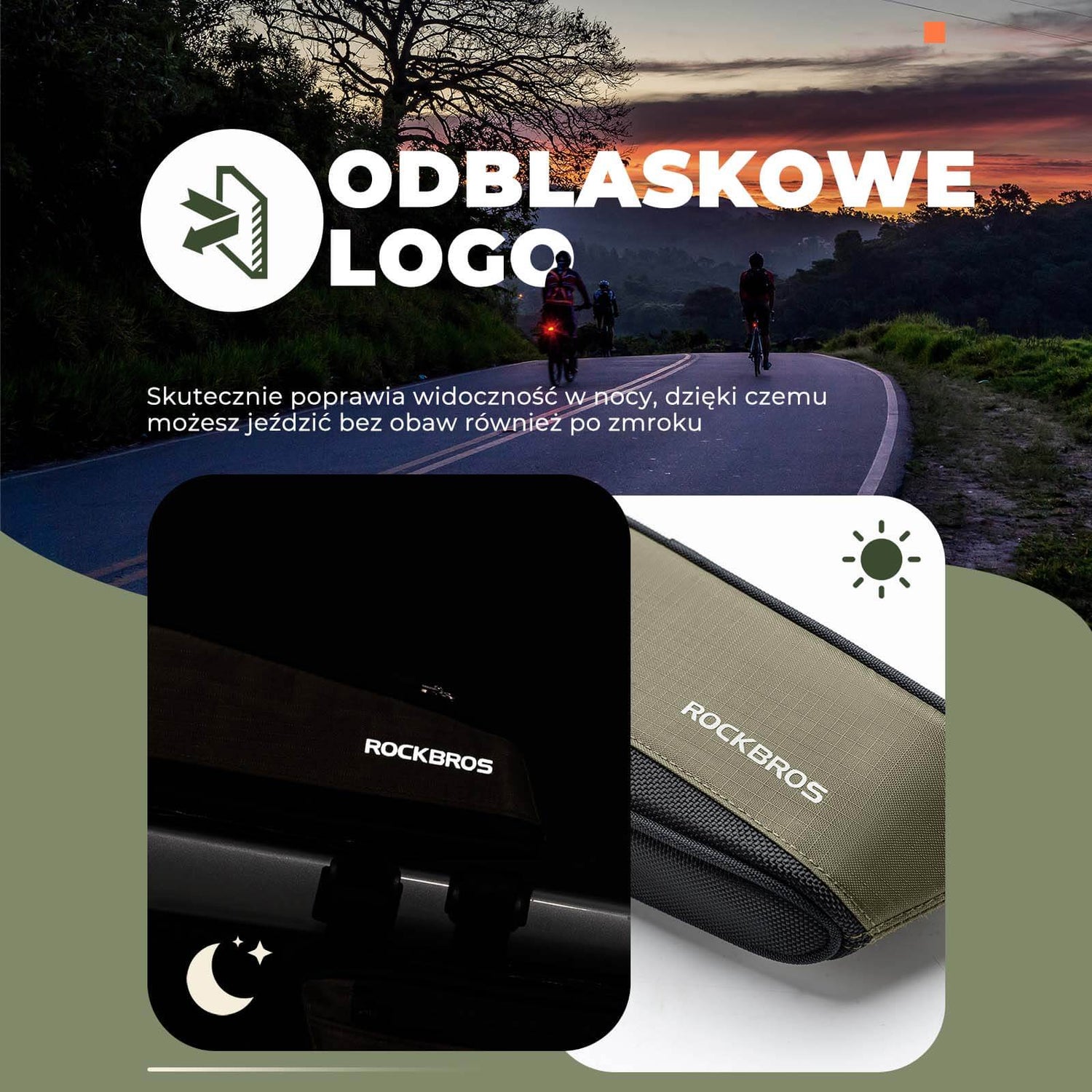 ROCKBROS Torba Rowerowa na Ramę Torby pod ramę Odblaskowa 0.65/1.4L Torby na ramę