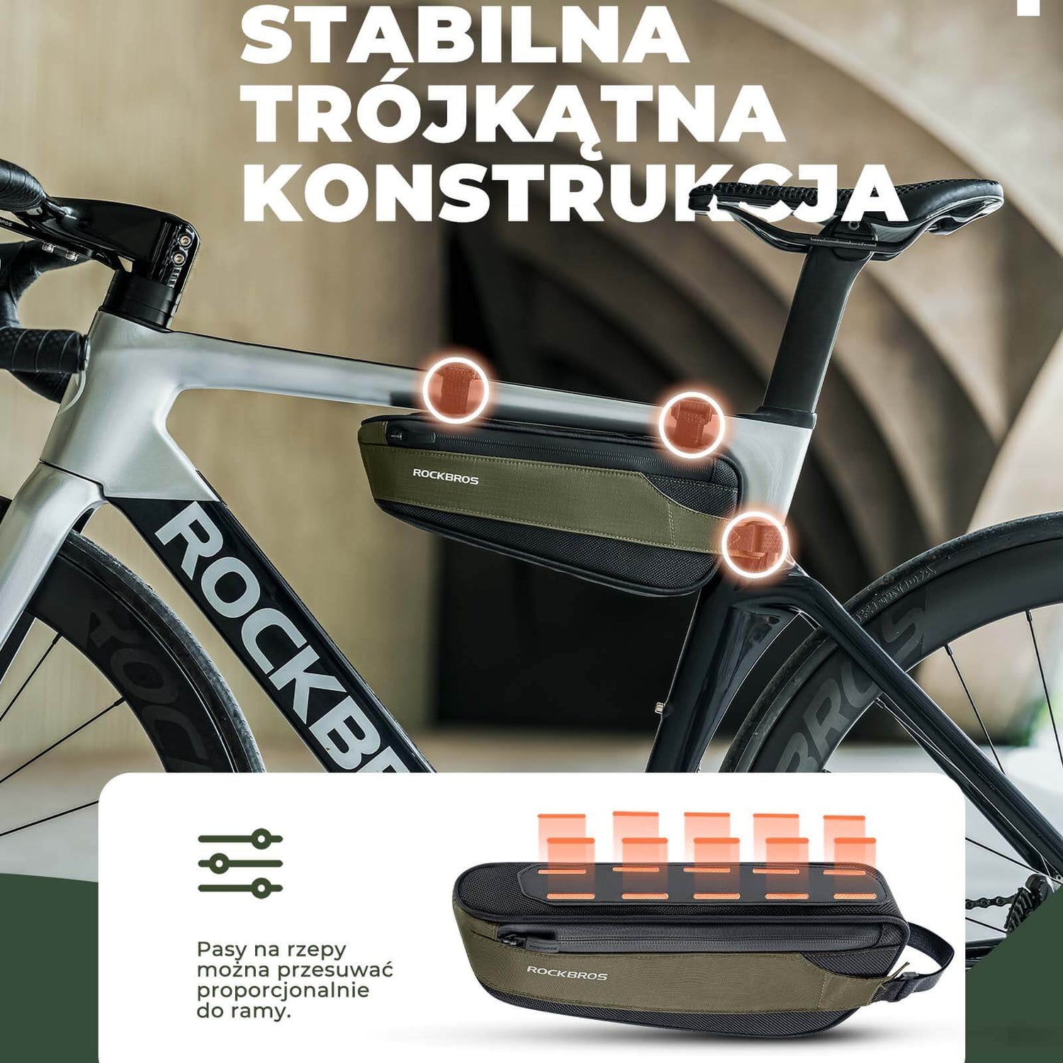 ROCKBROS Torba Rowerowa na Ramę Torby pod ramę Odblaskowa 0.65/1.4L Torby na ramę