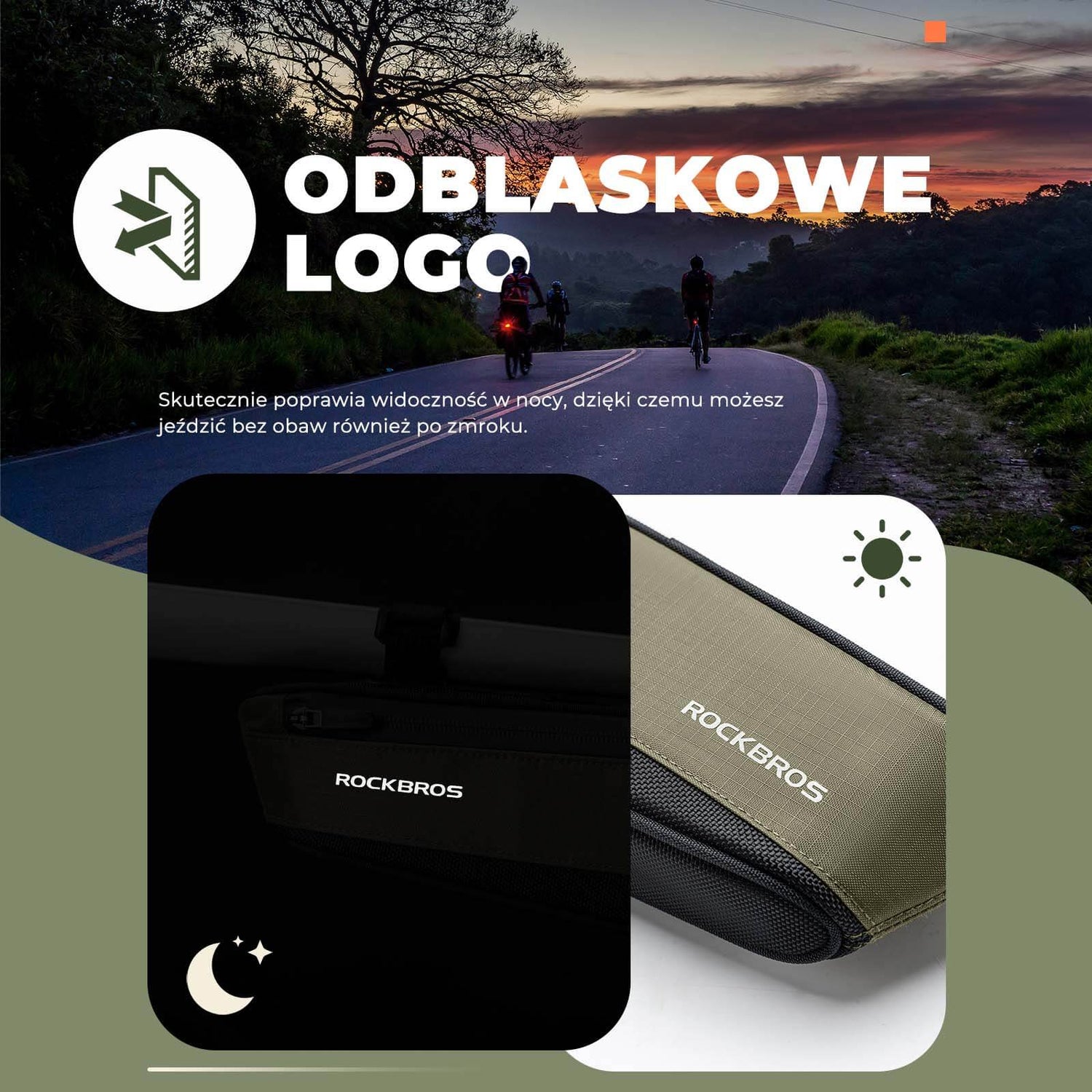 ROCKBROS Torba Rowerowa na Ramę Torby pod ramę Odblaskowa 0.65/1.4L Torby na ramę