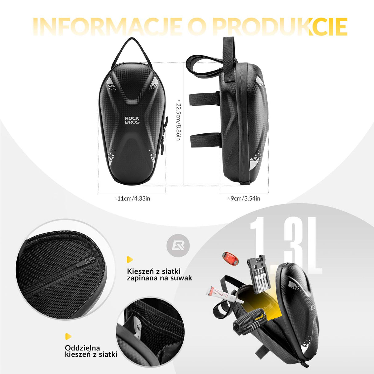 ROCKBROS Torba na Kierownicę Wodoodporna Torba na Hulajnogę 1.3L