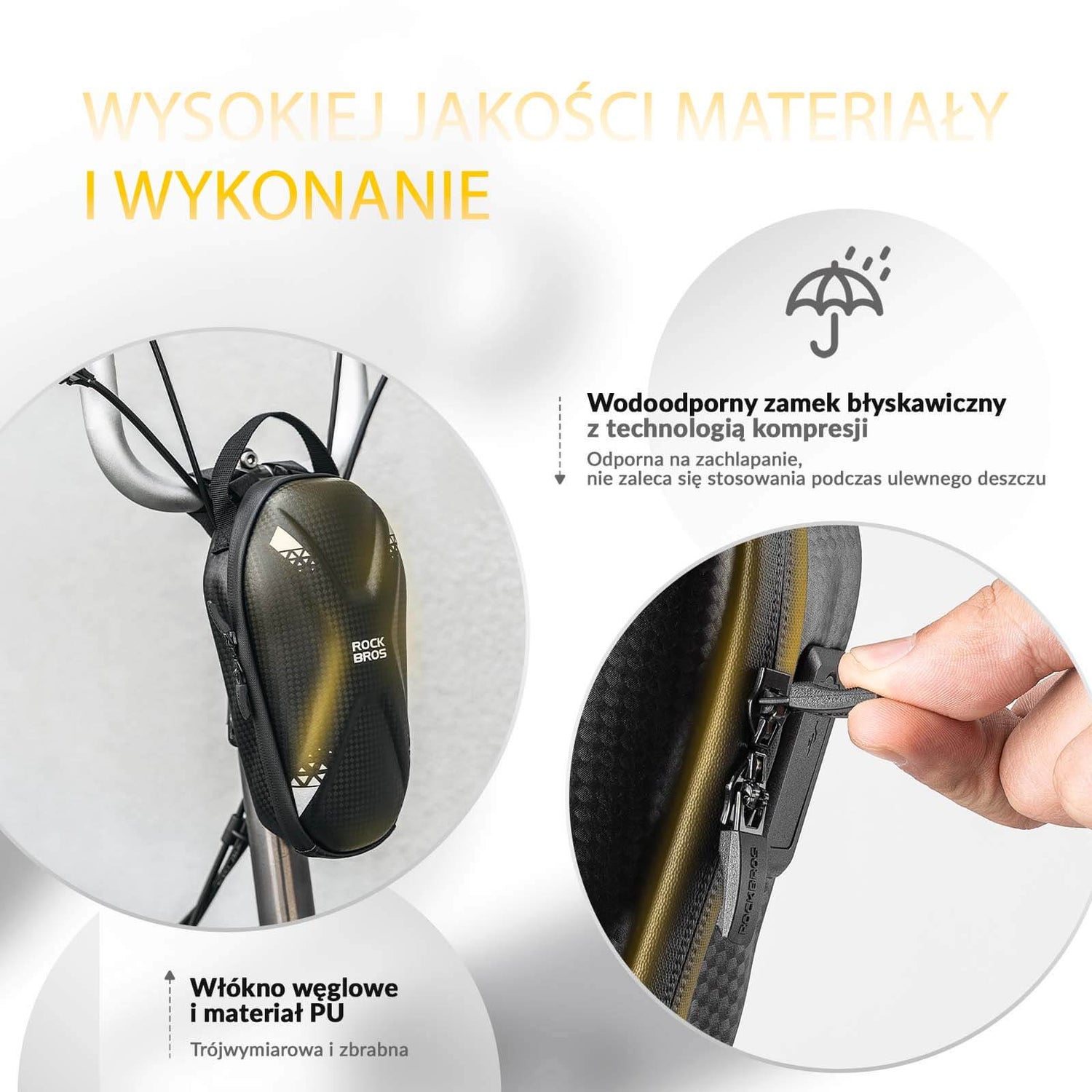 ROCKBROS Torba na Kierownicę Wodoodporna Torba na Hulajnogę 1.3L Torby na kierownicę