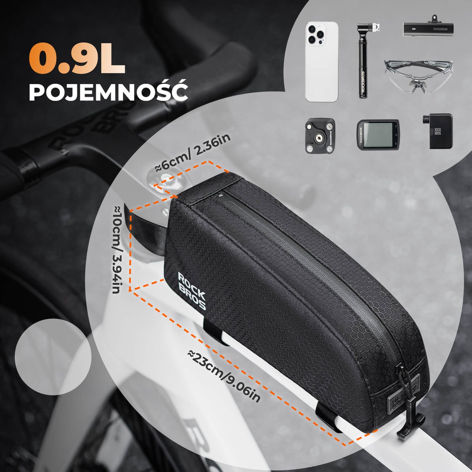 ROCKBROS Torba na ramę roweru Odblaskowa Wąska Krawędź-077 Torby na ramę