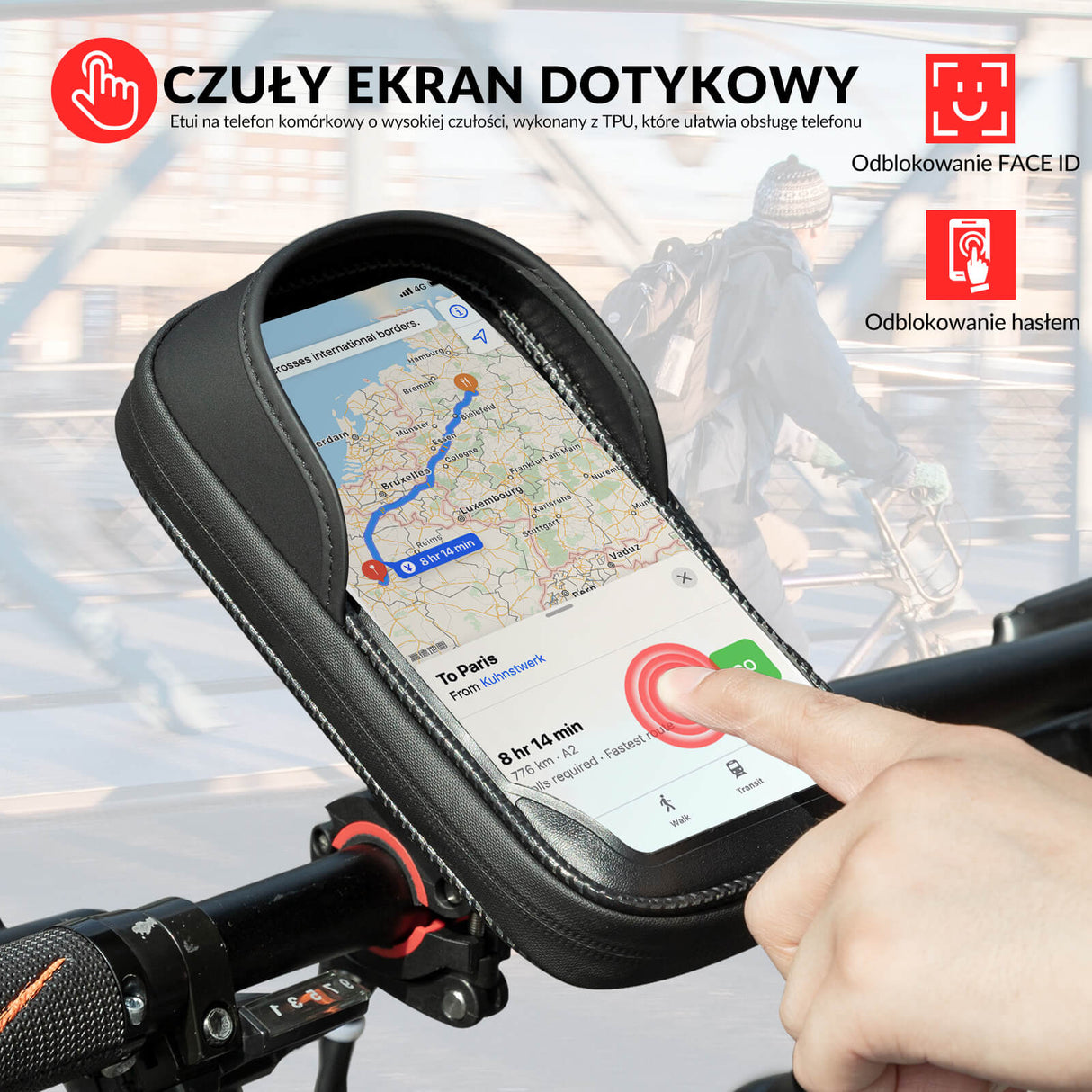 ROCKBROS Wodoodporna Torba na Telefon na Górną Ramę Roweru 6,7" Obrót 360°