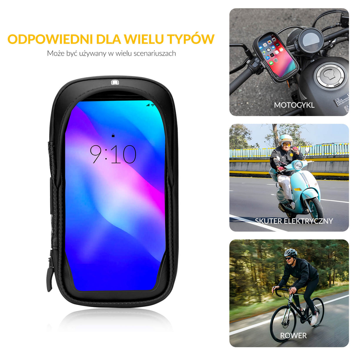ROCKBROS Wodoodporna Torba na Telefon na Górną Ramę Roweru 6,7" Obrót 360°
