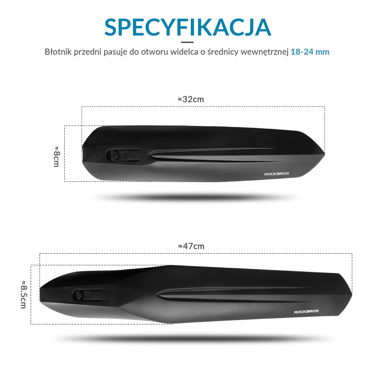 ROCKBROS ROCKBROS Zestaw Błotników Rowerowych 24-28” z Osłoną Przeciwbryzgową Błotniki