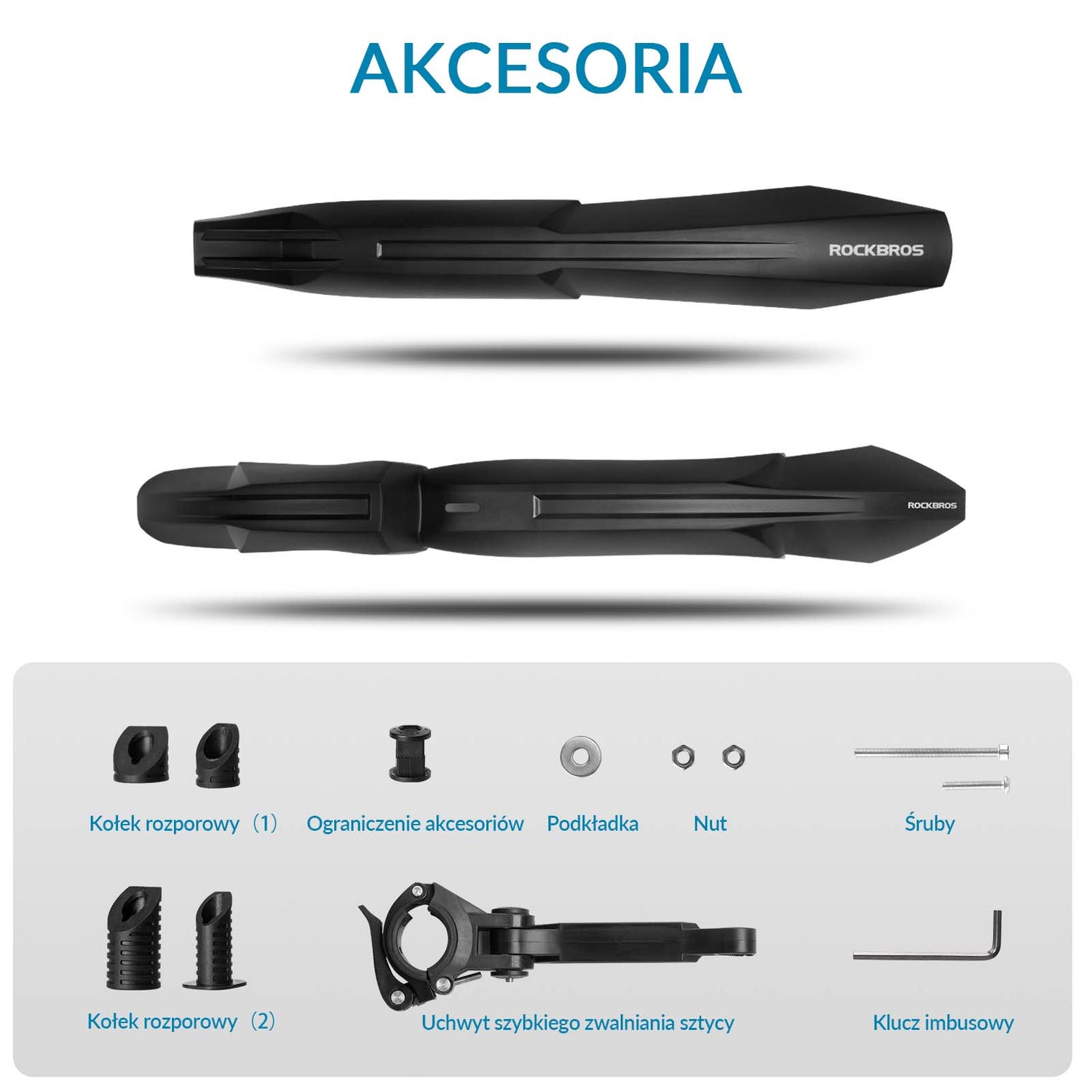 ROCKBROS ROCKBROS Zestaw Błotników Rowerowych 24-28” z Osłoną Przeciwbryzgową Błotniki