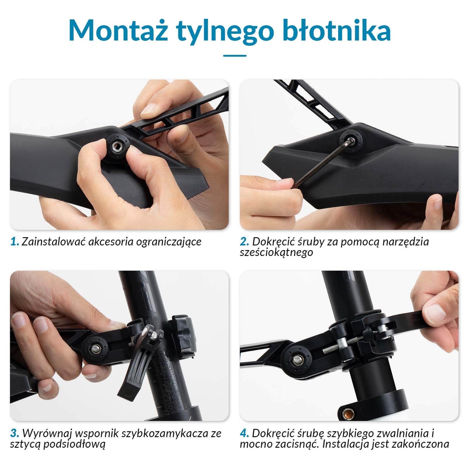 ROCKBROS ROCKBROS Zestaw Błotników Rowerowych 24-28” z Osłoną Przeciwbryzgową Błotniki