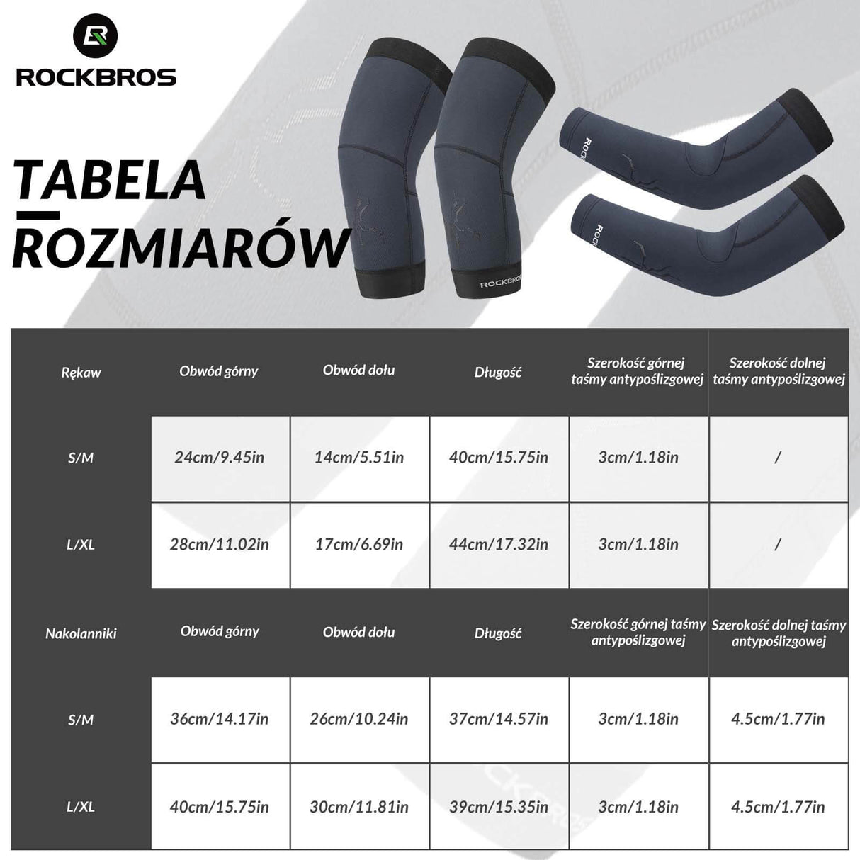 ROCKBROS Zimowe Ocieplacze na Ręce i Nogi Termiczne Antypoślizgowe Unisex S-3XL-Niebieski-czarny- krótki