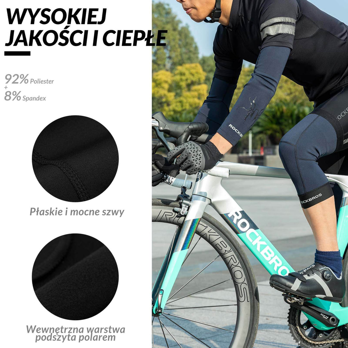 ROCKBROS Zimowe Ocieplacze na Ręce i Nogi Termiczne Antypoślizgowe Unisex S-3XL-Niebieski-czarny- krótki