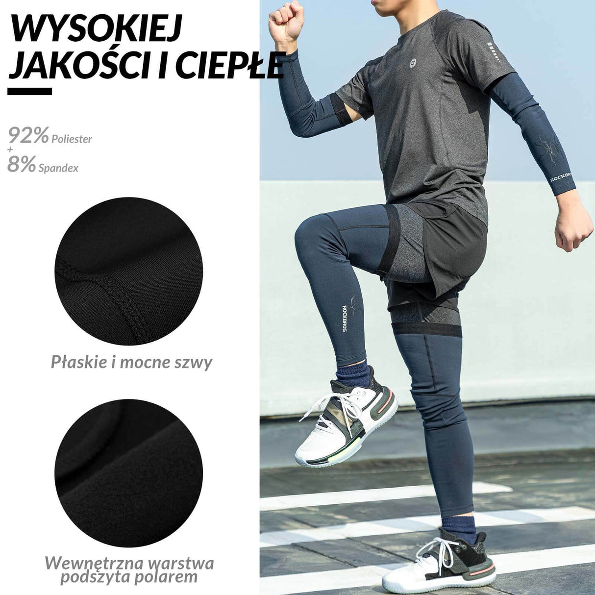 ROCKBROS Zimowe Ocieplacze na Ręce i Nogi Termiczne Antypoślizgowe Unisex S-3XL-Niebieski-długi