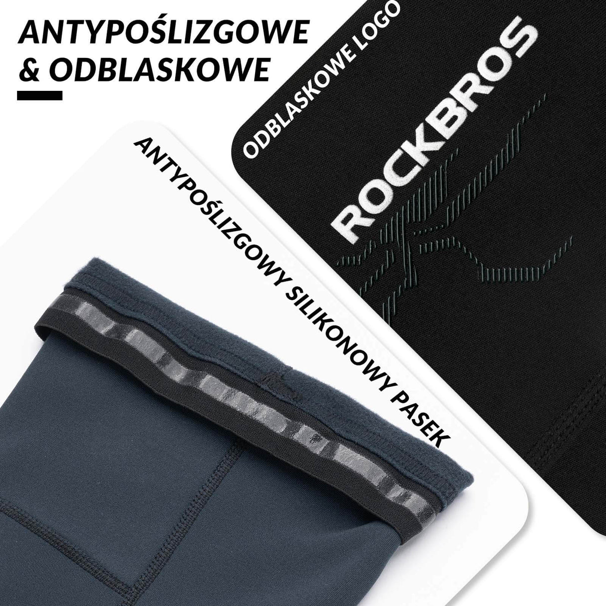 ROCKBROS Zimowe Ocieplacze na Ręce i Nogi Termiczne Antypoślizgowe Unisex S-3XL-Niebieski-czarny- krótki