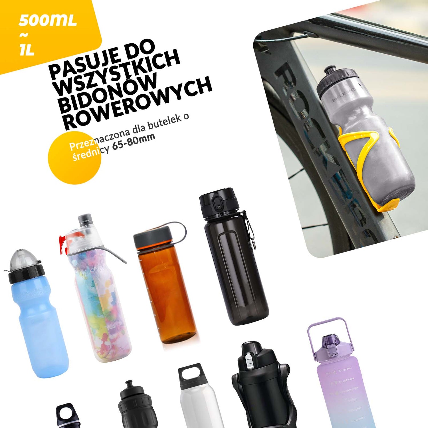 ROCKBROS Uchwyt Rowerowy na Butelkę Bidon Koszyk Uniwersalny - Kolor do wyboru