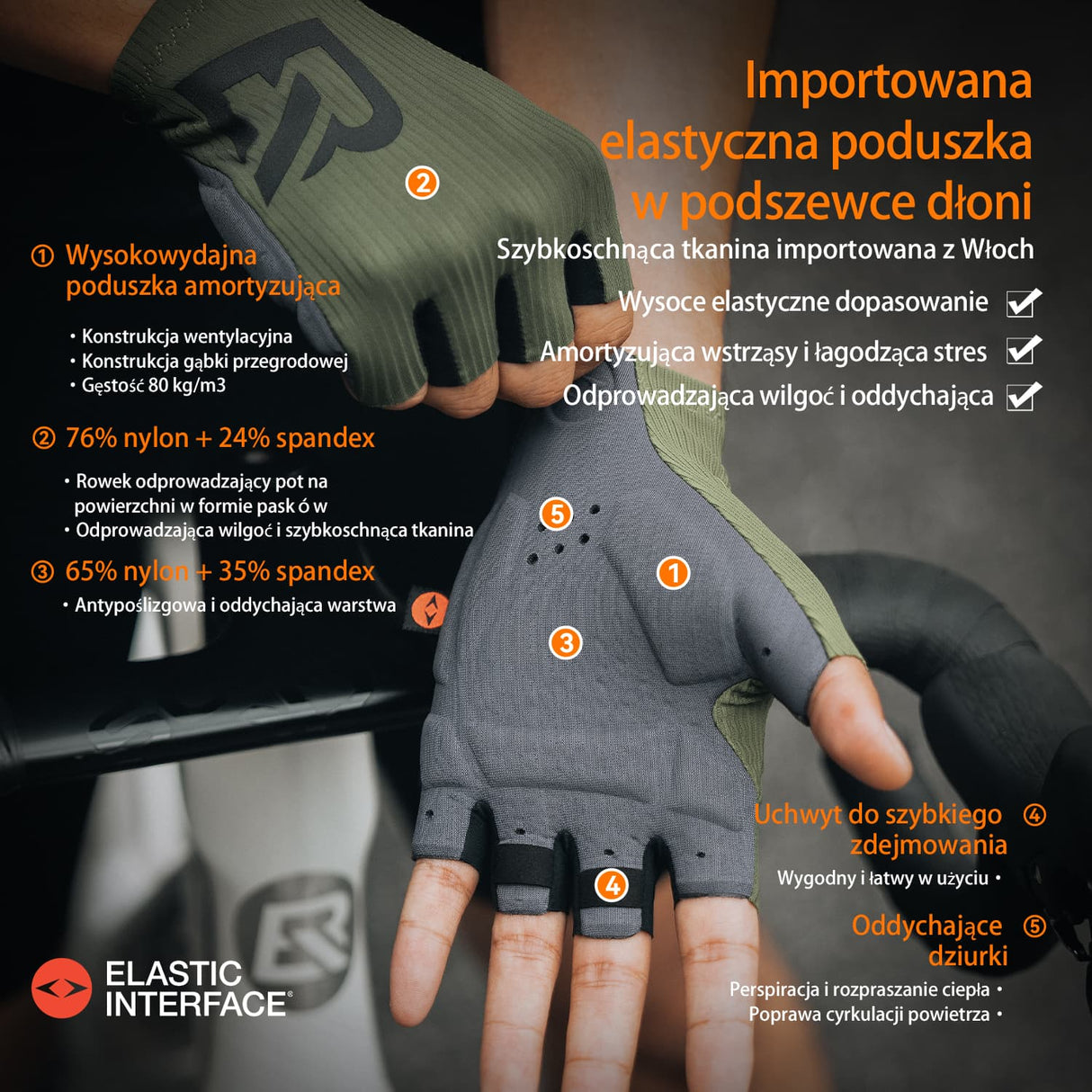 Rękawiczki Rowerowe Double Arrow Palm Pad Half Finger -S399
