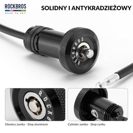 Road-to-Sky Rowerowy Zapięcie Linkowe Kablowe Ukryte 65cm