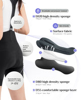 ROCKBROS TVI Damskie Spodenki Kolarskie Bib Tight,Duże, Wygodne Spodenki z Odpinanymi Ramiączkami na Rower Górski i Szosowy-YDDK006 Spodenki