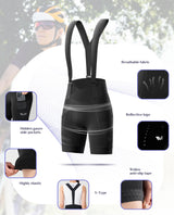 ROCKBROS TVI Damskie Spodenki Kolarskie Bib Tight,Duże, Wygodne Spodenki z Odpinanymi Ramiączkami na Rower Górski i Szosowy-YDDK006 Spodenki