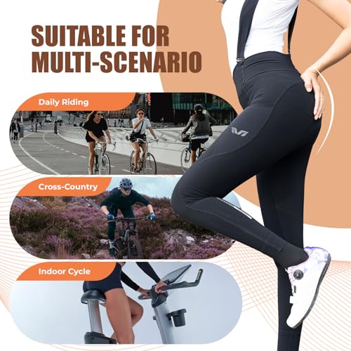 ROCKBROS TVI Series Damskie Spodenki Kolarskie Bibtights, Duże, Wygodne Spodnie z Odpinanymi Ramiączkami do Kolarstwa Górskiego i Szosowego, Czarne-YDCK002 Spodnie
