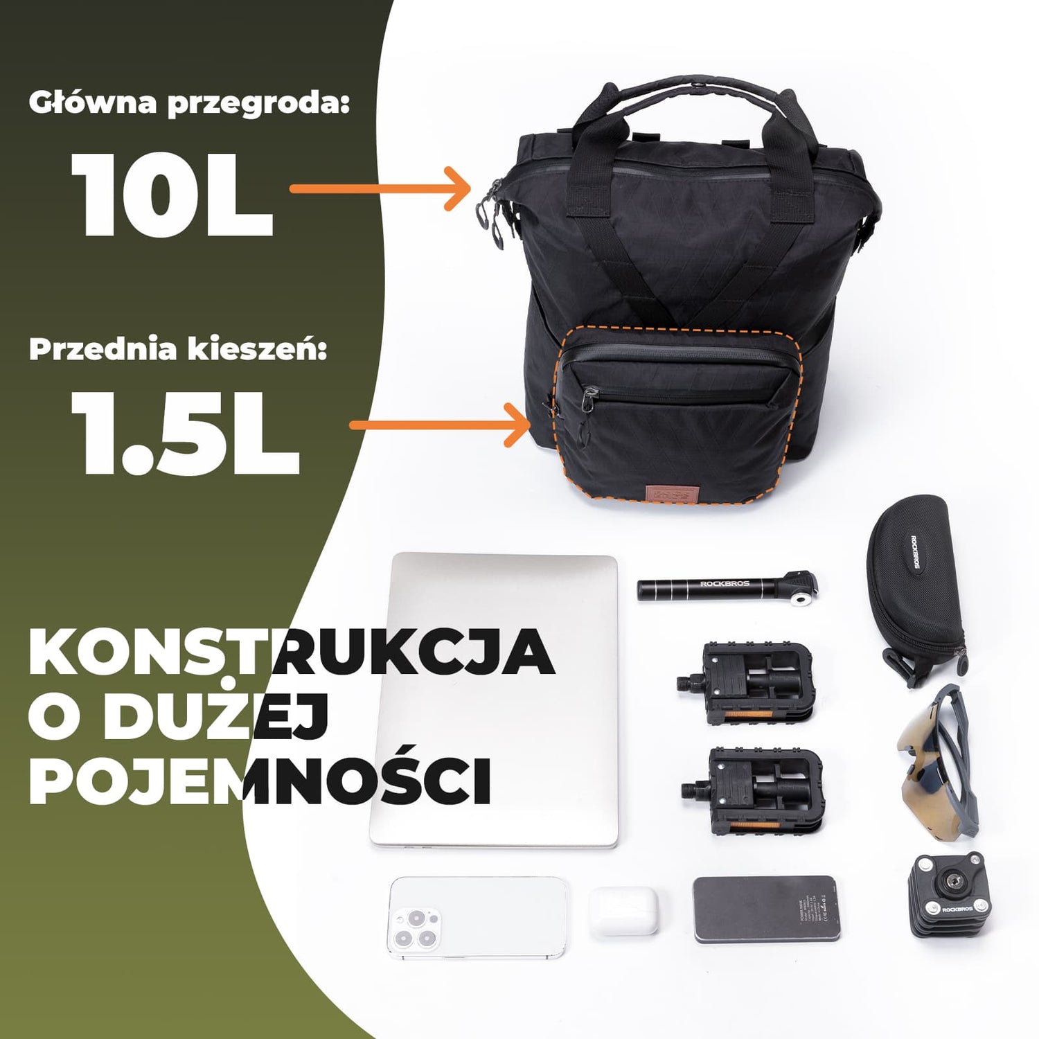 ROCKBROS Torby na Kierownicę Składany Wielofunkcyjny Plecak Rowerowy 11,5L Plecaki