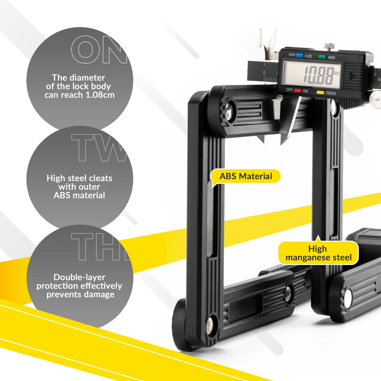 ROCKBROS ROCKBROS Zapięcie Składane Rowerowe Blokada 88cm z 2 Kluczami Bezpieczne Zabezpieczenie przed Kradzieżą Zapięcie Rowerowe z Uchwytem do Roweru Górskiego, Roweru Elektrycznego, Roweru Szosowego Torba Przednia
