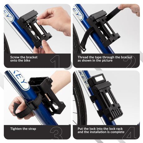 ROCKBROS ROCKBROS Zapięcie Składane Rowerowe Blokada 88cm z 2 Kluczami Bezpieczne Zabezpieczenie przed Kradzieżą Zapięcie Rowerowe z Uchwytem do Roweru Górskiego, Roweru Elektrycznego, Roweru Szosowego Torba Przednia