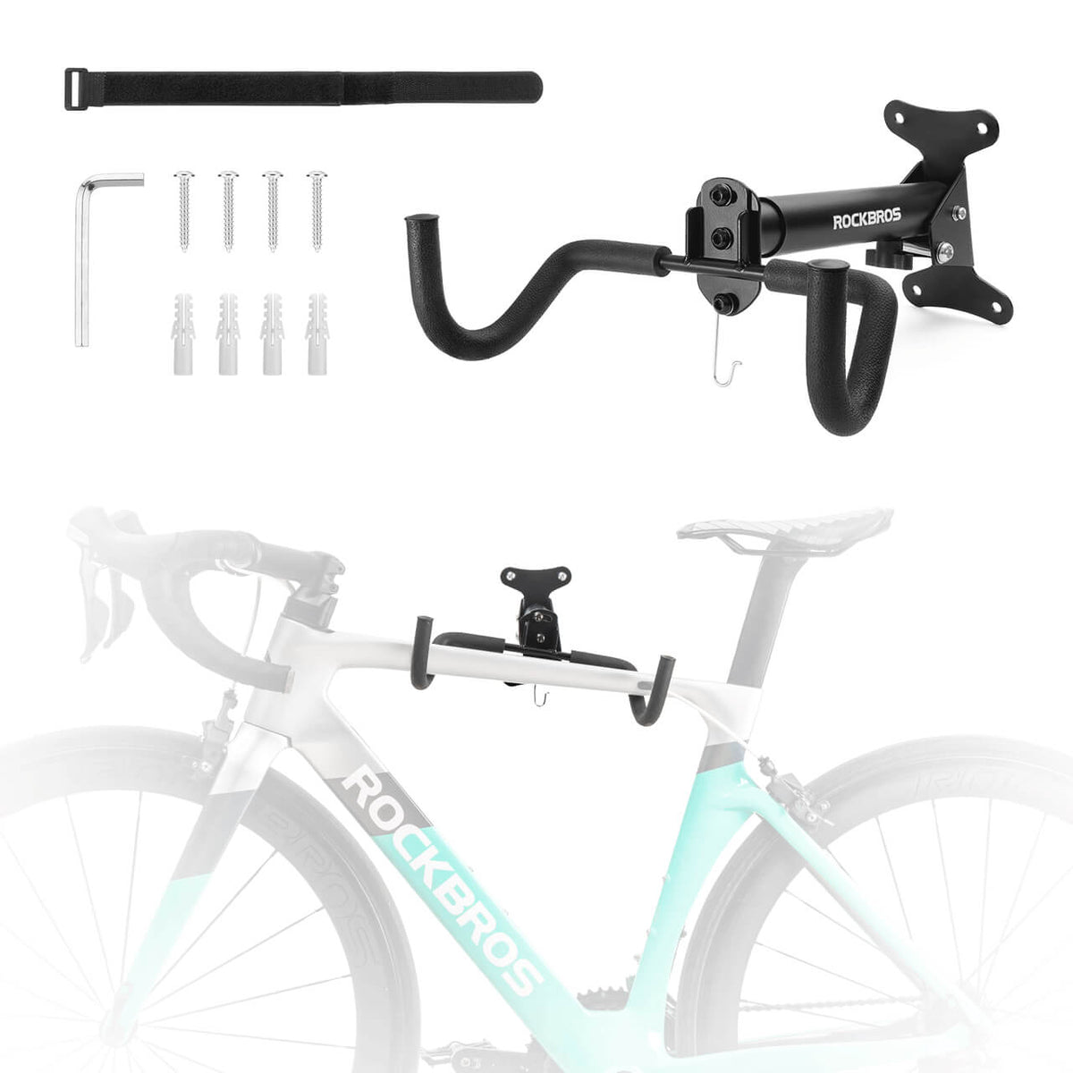 Wall Mounted Rower ROCKBROS Wall Mount Bike Holder, Foldable Bike Holder, Bike Stand, 360 ...