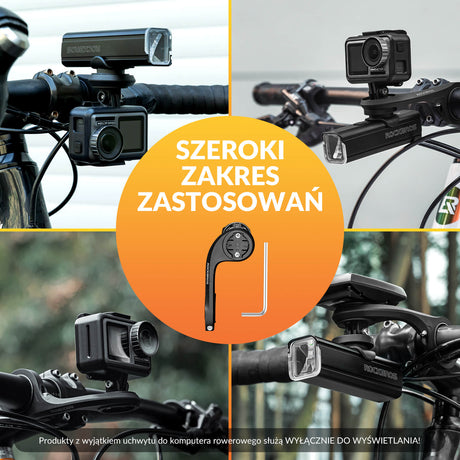 Uchwyt na Komputer Rowerowy – 3w1 z Mocowaniem na Światło/Kamerę