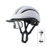 ROCKBROS Kask Rowerowy Rekreacyjny Zdejmowany Daszek I Gogle Magnetyczne-ZK-099 KaskiMatowa biel+okulary ochronne