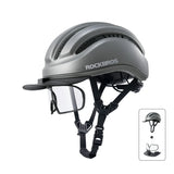 ROCKBROS Kask Rowerowy Rekreacyjny Zdejmowany Daszek I Gogle Magnetyczne-ZK-099 KaskiSzary+okulary ochronne