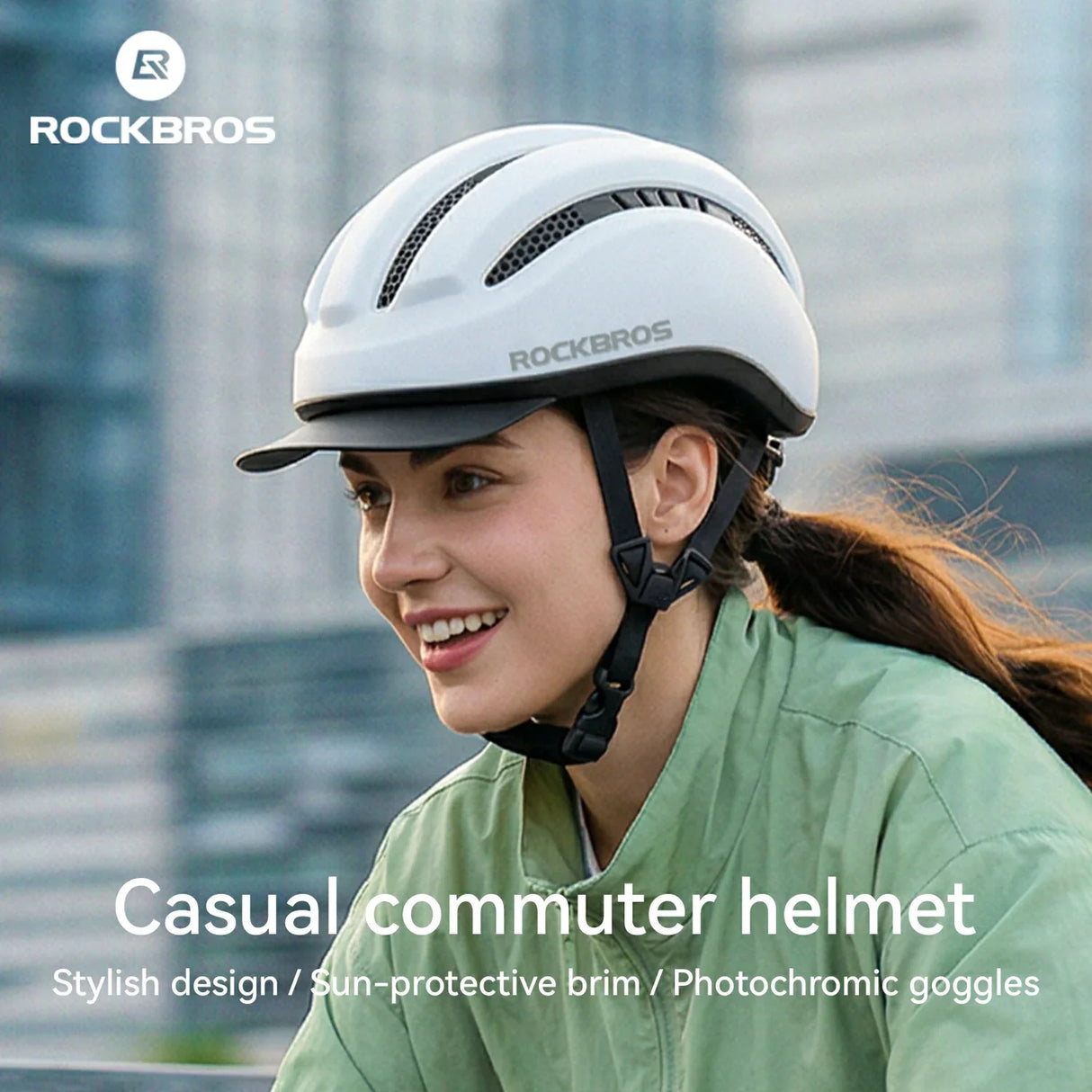 ROCKBROS Kask Rowerowy Rekreacyjny Zdejmowany Daszek I Gogle Magnetyczne-ZK-099 Kaski