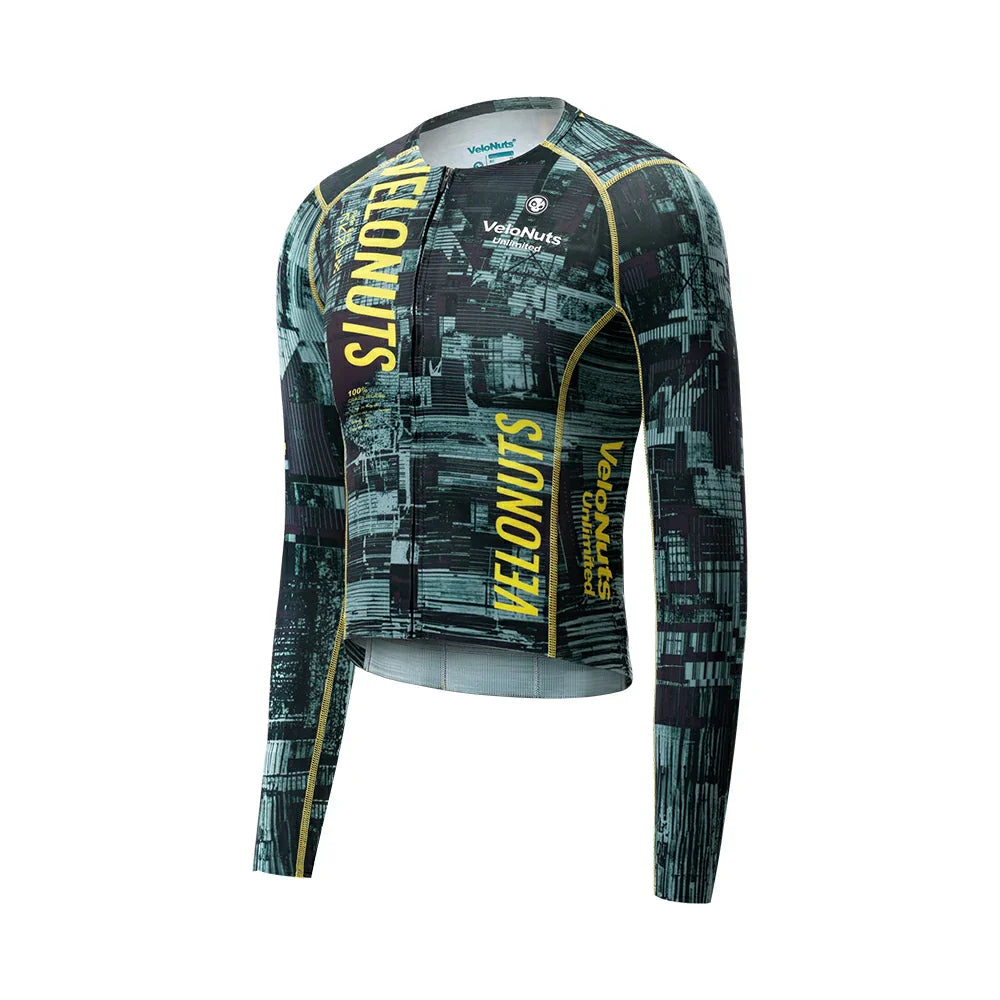 Velonuts Velonuts Męska Koszulka Rowerowa Ultra Short Z Długim Rękawem Zielona Fahrradtrikot