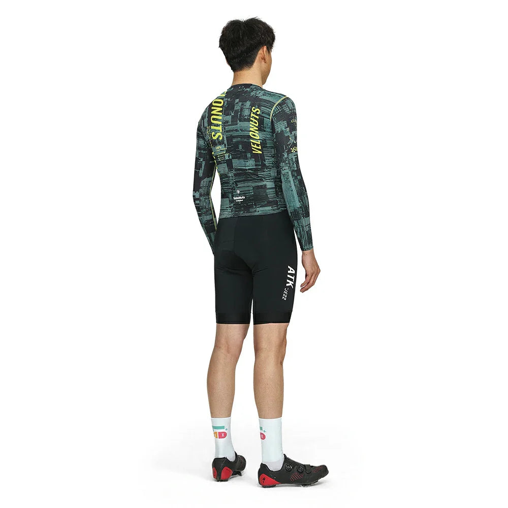 Velonuts Velonuts Męska Koszulka Rowerowa Ultra Short Z Długim Rękawem Zielona Fahrradtrikot